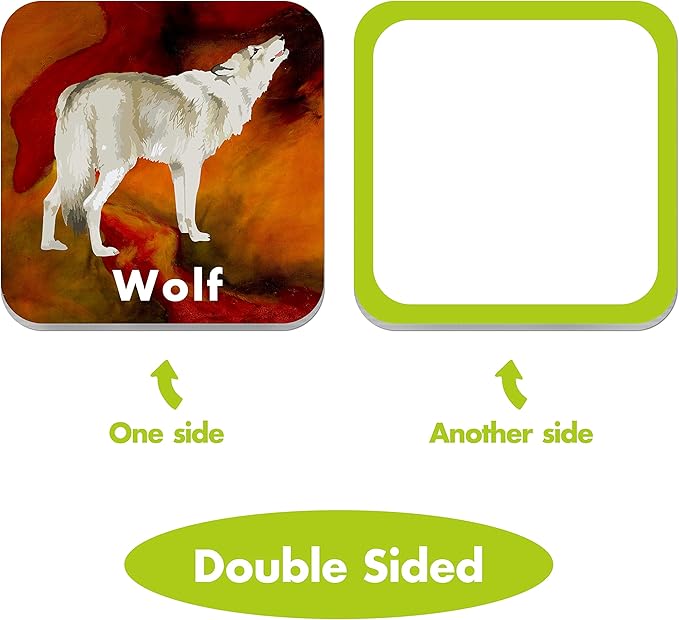 Hebayy 36 Pair Animal Matching Game Flash Cards Erasable (Each Measures 2” X 2”)