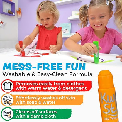 Kwik Stix Solid Tempera Paint Sticks, 96 Colors, Washable Paint Sticks for Kids, Super Quick Drying, Non-Toxic, Allergen Free, Assorted Pack of Classic Colors, Ideal for Kids and Toddlers