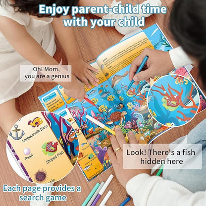 4 Pack Search and Find Activity Book for Kids Ages 3-5 4-8 8-12, Car Game,Toys for Road Trip Airplane Activities,Activity Books Over 240 Fun Animal Knowledge