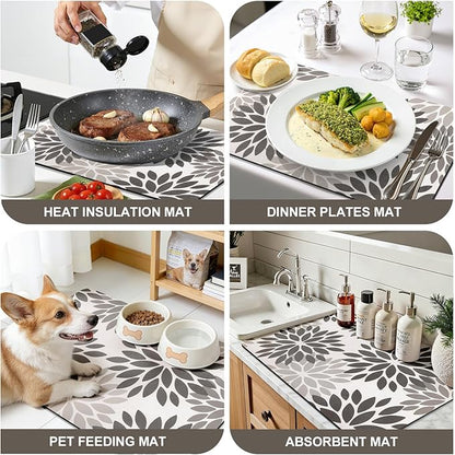 Findosom Floral Dish Drying Mat, Cuttable Drying Mat