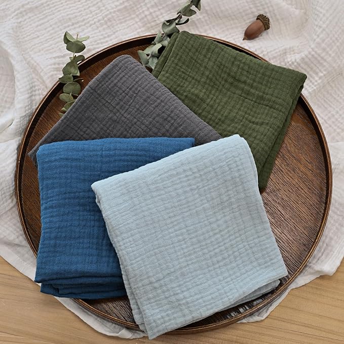 Muslin Receiving Blankets, Neutral Blanket Swaddling for Newborn Boys and Girls, 5 Pack Breathable and Skin-Friendly Swaddle Wrap for Infant Baby (Graceful Colors)