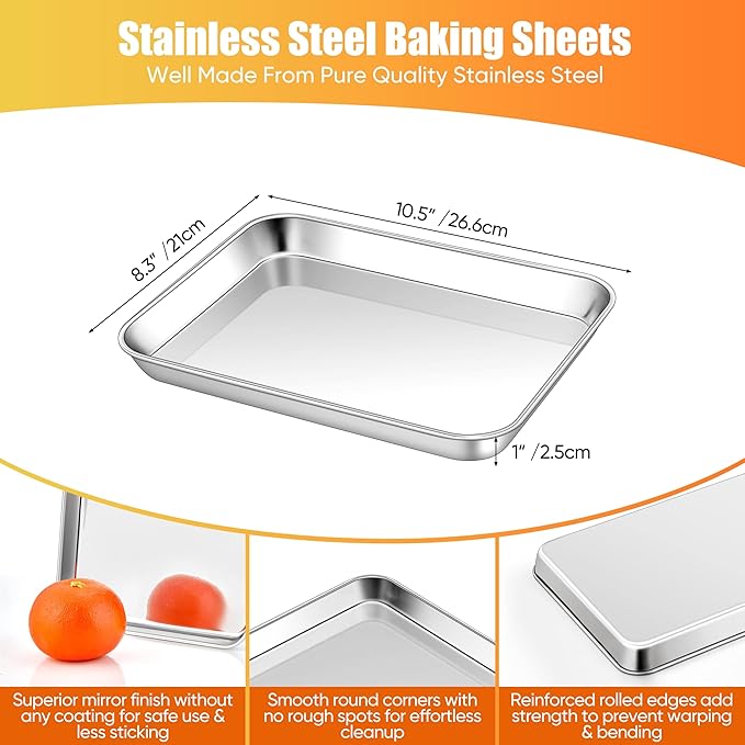 Homikit 2 Pack Baking Sheet, 10 x 8 Inch Stainless Steel Cookie Tray Set
