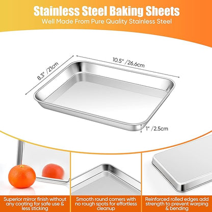 Homikit 2 Pack Baking Sheet, 10 x 8 Inch Stainless Steel Cookie Tray Set