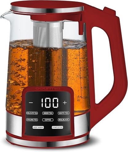 Gourmia Electric Programmable Glass Kettle – 1.7L Temperature Control Tea &