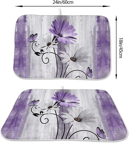 Floral Dish Drying Mat 18x24 Inches
