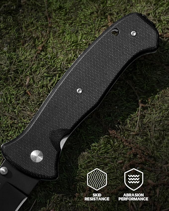Folding Pocket Knife with Clip, 3.58" 8Cr13MoV Steel Drop Point Blade with G10 Handle, Liner Lock Pocket Knives for Men Outdoor Camping Hunting Hiking Survival Pocketknife