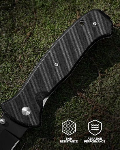 Folding Pocket Knife with Clip, 3.58" 8Cr13MoV Steel Drop Point Blade with G10 Handle, Liner Lock Pocket Knives for Men Outdoor Camping Hunting Hiking Survival Pocketknife