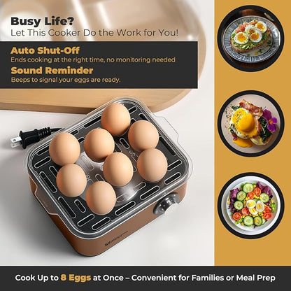Annie & Mia Design Electric Egg Cooker, Stainless Steel 8 Egg Capacity egg