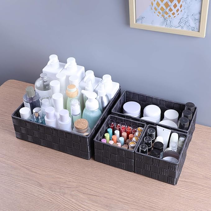 Posprica Woven Storage Baskets for Organizing, Small Baskets Cube Bin Container
