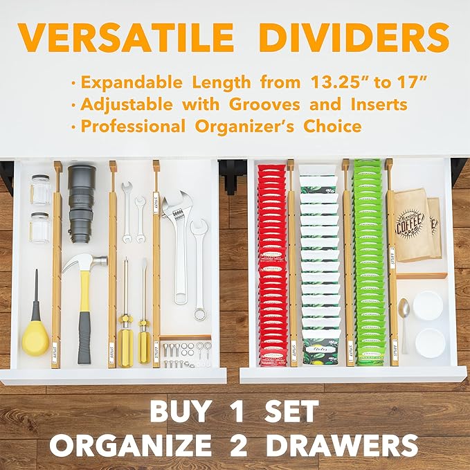 SpaceAid Bamboo Drawer Dividers