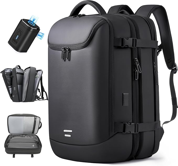 Vacuum Backpack Travel with Pump, 40L Expandable Carry on Compression Backpack