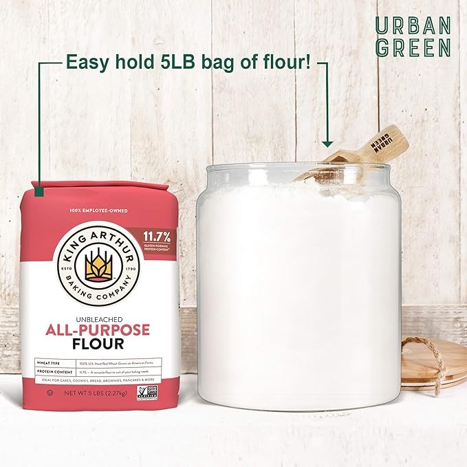 Urban Green Glass Jars with Airtight Lids, Airtight Glass Canisters with Locking Lids, (Bamboo-1Gal)