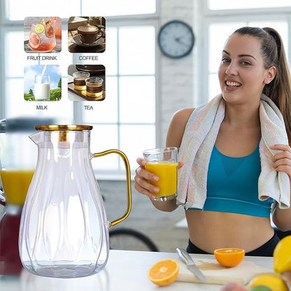68 oz Glass Pitcher with Lid Water Pitcher with Handle and Spout Heat Resistant
