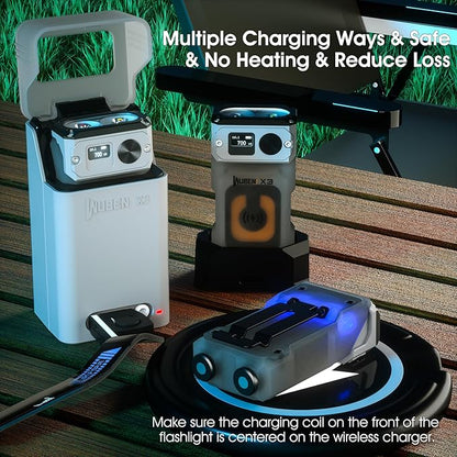WUBEN X3 Mini Flashlight with Rechargeable Charging Box 180 Degree EDC Keychain Flashlight Twist Ip65 Waterproof Magnet Pocket Flashlight 10 Mode Type-C Lanyard for Camping, Outdoor, Inspection, Gift