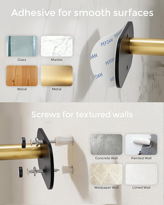 Paper Towel Holder Under Cabinet, Self Adhesive or Wall Mount