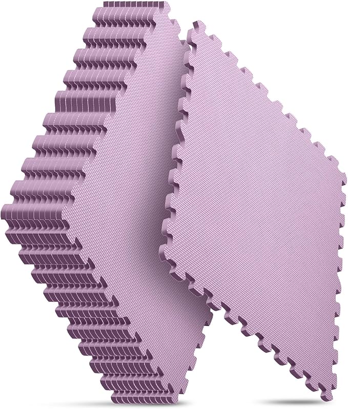 Home Gym Mat, Puzzle Exercise Mat, EVA Interlocking Foam Floor Tiles for Home Workout Equipment and Kids' Play Areas - Blue, 24 in x 24 in x ½ in - (Pink, 12 Pack (48 SQ FT))