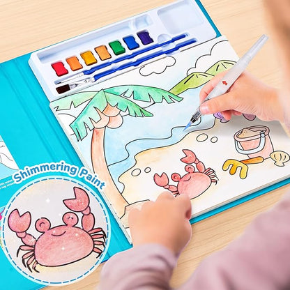 JoyCat Paint with Water Coloring Books for Toddlers, Watercolor Painting Sets for Kids Ages 3-5 4-8, Arts and Crafts Drawing Activities Toy Birthday Gift for Boys Girls (Sea Animals)