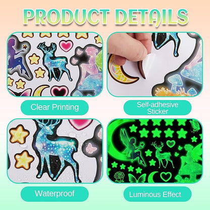 Glow in The Dark Fairy Star Wall Stickers, Neon Fantasy Elf Butterfly Wall Decal for Girls Room, Baby Girl Boy Bedroom Ceiling Nursery Decoration