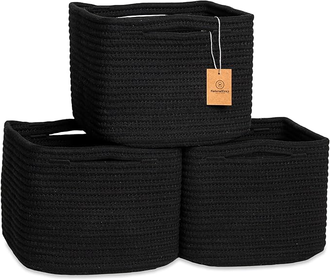 NaturalCozy Storage Cubes 9”x9”x7”Cotton Rope Woven Baskets
