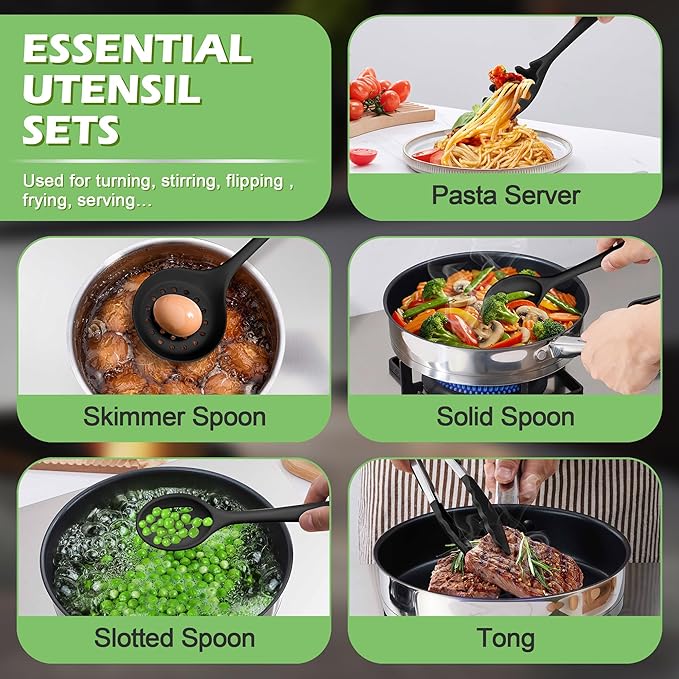 Silicone Cooking Utensil Set, Homikit 15pcs Kitchen Utensils