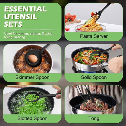 Silicone Cooking Utensil Set, Homikit 15pcs Kitchen Utensils
