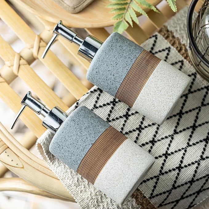 Ceramic Soap Dispenser Set – Hand Soap, Dish Soap, Shampoo & Shower Soap