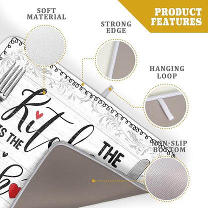 White Kitchen Dish Drying Mat 18x24 Inch Knife Fork Dish Drainer Rack Mats