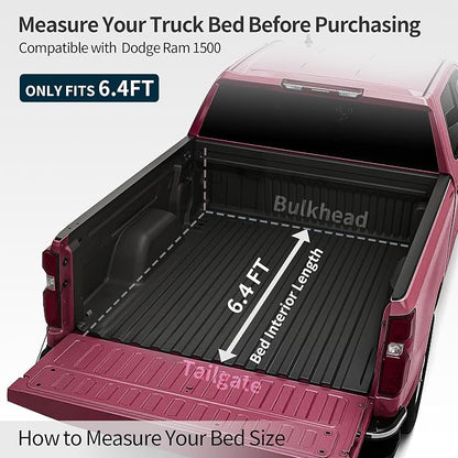 OEDRO Low-Profile Hard Tri-Fold Tonneau Cover Fit for Dodge Ram 1500 2009-2024 Classic, Fit for Dodge Ram 2500 3500 2010-2026 6.4ft Bed Without Rambox, One-Handed Quick Release, Drainage Design