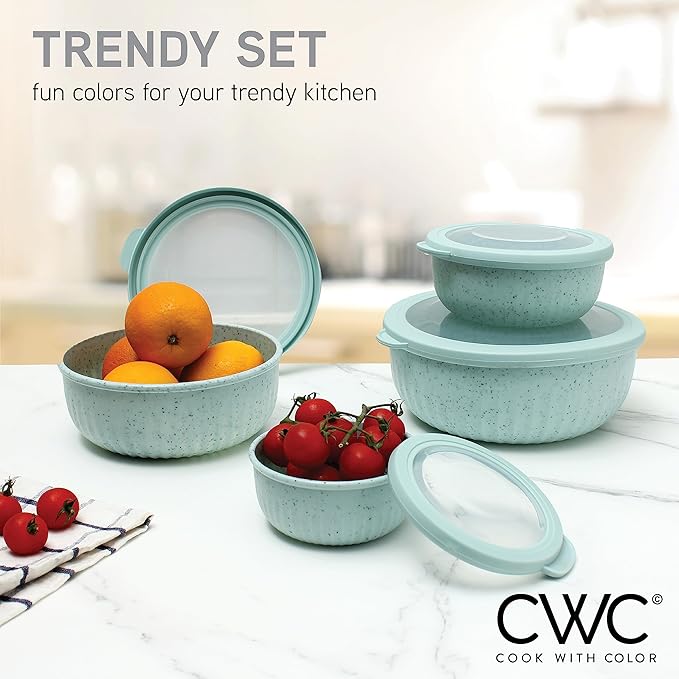 COOK WITH COLOR Prep Bowls with Lids- Wide and Deep Nesting Plastic Small