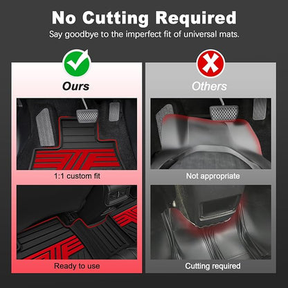 TTX LIGHTING Floor Mats Compatible with Subaru Crosstrek 2016-2017/Impreza 2012-2016/WRX 2015-2021, Custom Fit All Weather 1st & 2nd Row Floor Liners, Black & Red