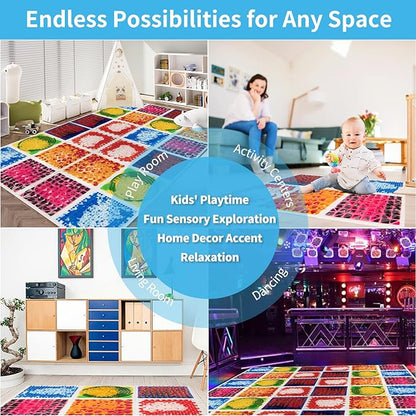Art3d 11.8”x11.8” Textured Liquid Sensory Flooring Tiles, Interactive Glossy Fusion Play Mats for Kids, Toddler, Teens, Stress Relief & Calming Toys, 6pcs per Set