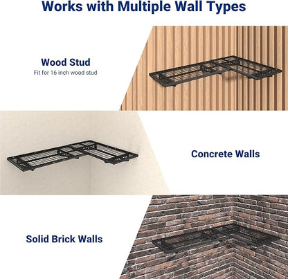 FLEXIMOUNTS 2 Pack 2x4ft Corner Wall Shelving Garage Storage Rack, 24x48 inch