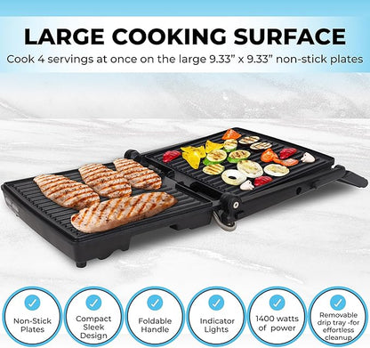 Courant Panini Press Gourmet Sandwich Maker, Super Slim Design