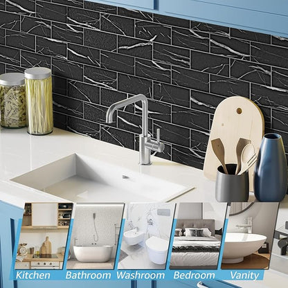 Art3d 102-Piece Faux Stone Peel and Stick Backsplash Tile, Waterproof Thick PVC
