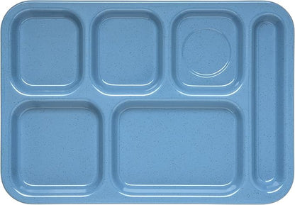 Carlisle FoodService Products Right-Hand Heavyweight 6-Compartment Melamine Tray 10" x 14" - Sandshade (Pack of 12)