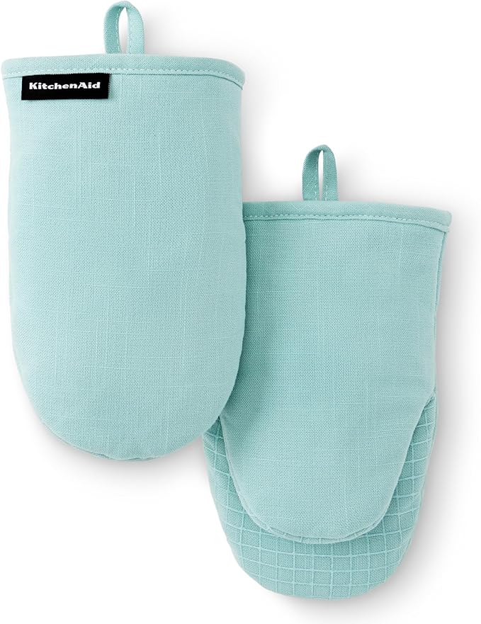 KITCHENAID Gourmet Series Gridlines Mini Oven Mitts 2-Pack Set, Heat Resistant