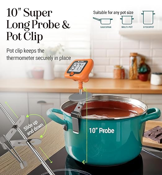 Digital Candy Thermometer with Pot Clip, Instant Read Kitchen Thermometer