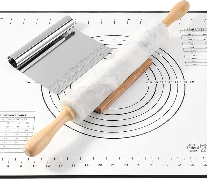 Koville African Natural Marble Rolling Pin, Non-Stick Polished Dough Roller