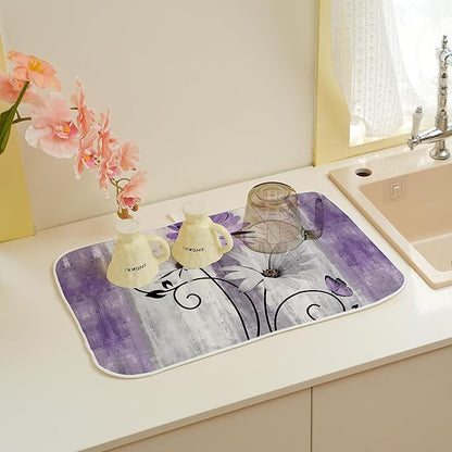 Floral Dish Drying Mat 18x24 Inches