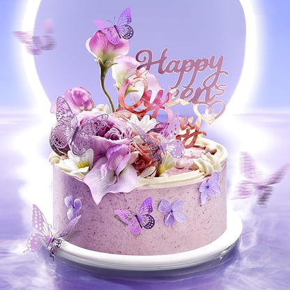 SAOROPEB 3D Butterfly Wall Decor - 48 Pcs, 4 Styles, 3 Sizes, Removable Stickers for Birthday & Party Decorations (Lavender)