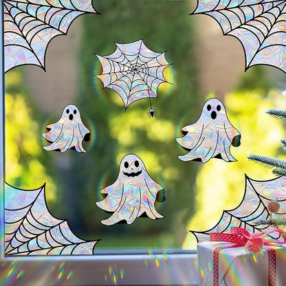 Halloween Window Clings for Glass Fall Static Cling Window Decals 9PCS Cute Ghost Pumpkin Mummy Spider Autumn Reusable Window Stickers Home School Office Decorations