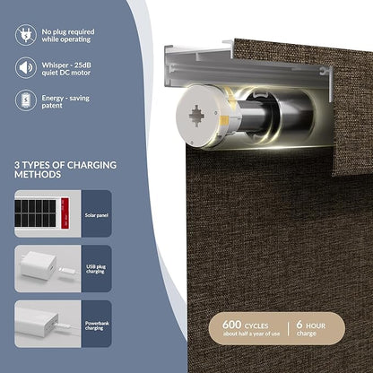 Boolegon Motorized 100% Blackout Roller Blinds