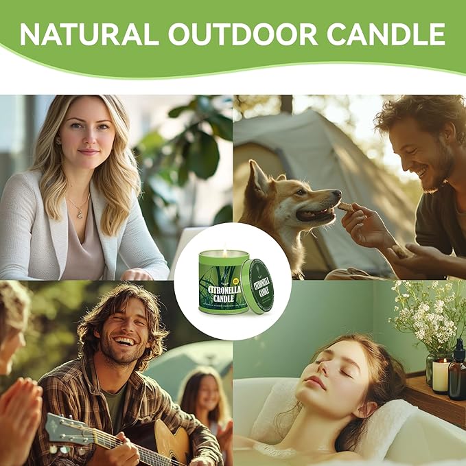 Scented Candles Set, Jar Candle Sets for Home Scented Natural Soy Wax Candle, Holiday Birthday Gifts Set for Women Men (6 Count, Citronella & Lemon & Peppermint Blend)