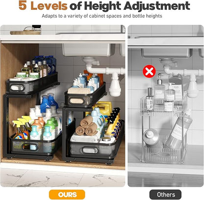 2 Pack 21.3IN-Depth Under Sink Organizer