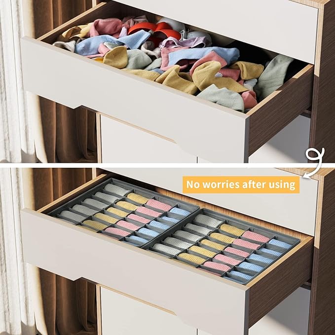 Joyoldelf Sock Drawer Organizer Underwear Organizer, 24 Cell Collapsible Closet