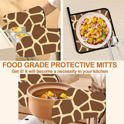 Giraffe Oven Mitts with Matching Potholders