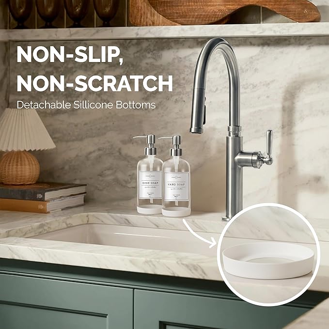 Vine Creations Clear Glass Soap Dispenser, 2 Pack Kitchen Soap Dispenser Set