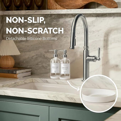 Vine Creations Clear Glass Soap Dispenser, 2 Pack Kitchen Soap Dispenser Set