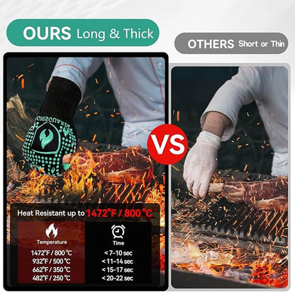 BBQ & Grill Gloves, Oven Gloves, 1472°F Silicone Oven Mitts Heat Resistant