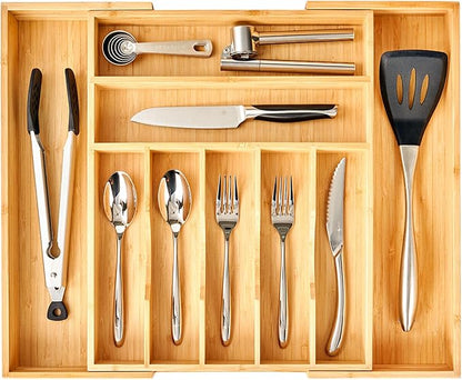 Umilife Large Expandable Kitchen Silverware Utensils Drawer Organizer, 2.5"